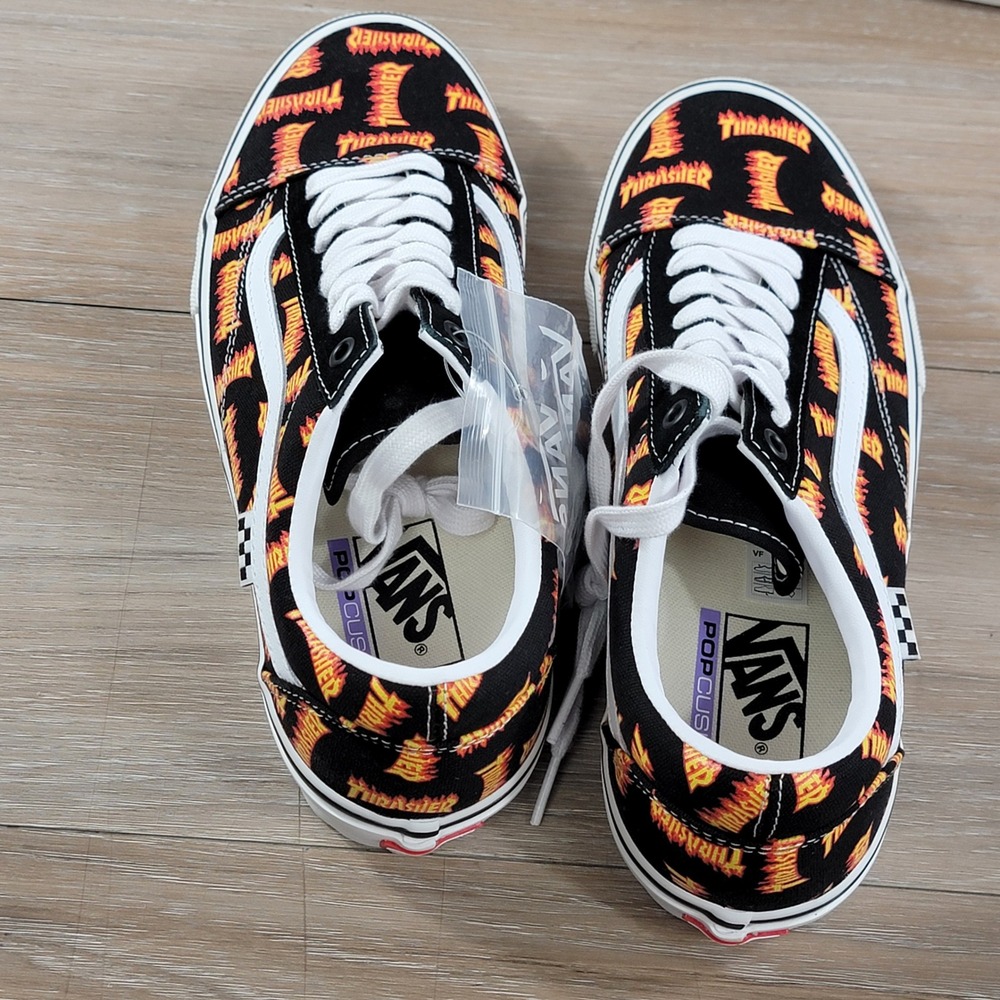 New Vans Skate Old Skool Thrasher Black Multi Flame Skateboarding Shoes - Picture 3 of 5